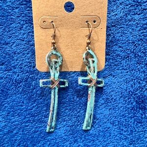 Turquoise Cross Dangle Earrings